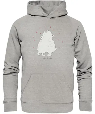 Produktbild von Mr. & Mrs. Panda Nachhaltiger Hoodie Eisbär Umarmen Größe XL - Heather Grey - Geschenk, Pulli, Baumwollpulli, Pullover, Sweatshirt, Lustige Sprüche, Kapuzenpulli