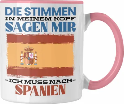 Produktbild von Trendation - Spanien Tasse Urlaub Heimat Geschenk Spruch Spanier Geschenkidee (Rosa)