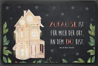 Produktbild von Mr. & Mrs. Panda Gummimatte Lebkuchenhaus 40 x 60 cm - Eisblau - Geschenk, Weihnachten, Bodenvorleger, Türvorleger, Schmutzfangmatte, Fussmatte, fußmatte, Schmutzmatte