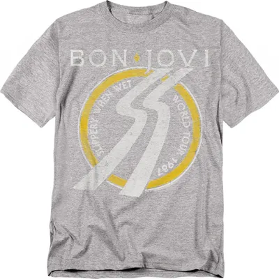 Immagine prodotto di Bon Jovi - Maglietta "Slippery When Wet World Tour" per uomo/donna unisex, screziata TV20966 (L) (Sporty Heather)