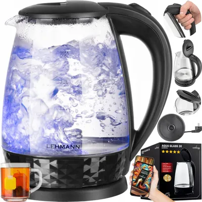 Obrázek produktu pro Rychlovarná Konvice Skleněná S Osvětlením Výkonná 2200W Bezdrátová 2L