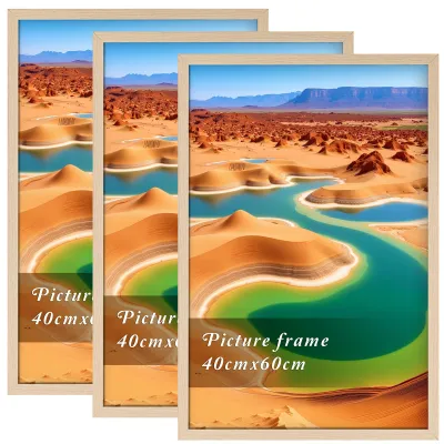 Image de Ensemble de 3 cadres photo, dimensions 40x60 cm, aspect bois, en aluminium, pour décoration murale