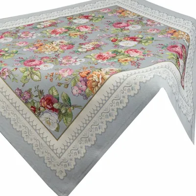 Produktbild von Dekorative Gobelin Tischdecke 1175 hellgrau schwarzgrau 100x100 cm -5%
