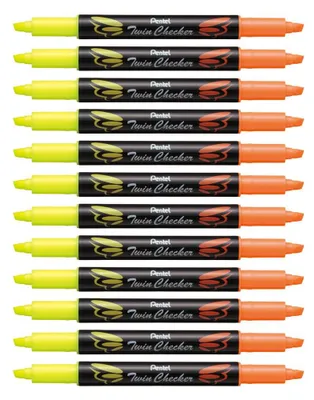 Imagen del producto de Marcador doble de punta, 1-3,5 mm, color amarillo/naranja. Paquete de 12 unidades