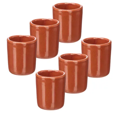 Produktbild von 6 x Schnapsbecher aus Ton 50 ml Shotgläser Schnapsgläser Pinnchen aus Ton Mittelalter Becher Wikinger Becher