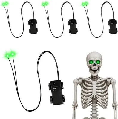 Productafbeelding van 4 stuks Halloween led-oplichtende ogen, lichtgevende skeletogen met timer