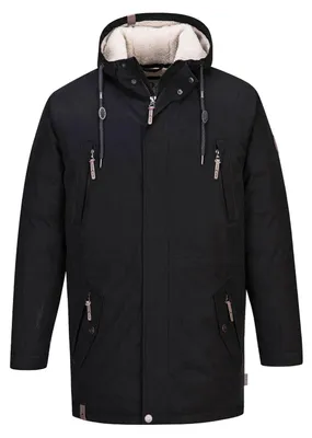 Produktbild von Blue Wave Herren Funktionsparka Jacke Kuddel - Parka Winterjacke Outdoorjacke Funktionsjacke in Schwarz Größe L