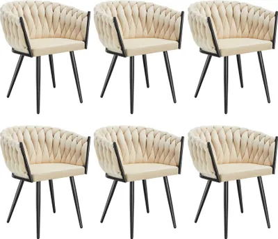 Produktbild von tectake® Set Esszimmerstuhl Astano gepolstert, mit Samtbezug, Knotendesign 60,5 x 55 x 75 cm