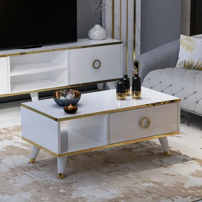 Produktbild von HOMIDEA Sophia Couchtisch Wohnzimmertisch Beistelltisch Modernes Design (Weiß)
