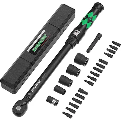Productafbeelding van Draaimomentsleutel 3/8 inch, 23-delige set, 20-110 Nm, met verlengstuk, geschikt voor fietsen en motorfietsen
