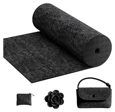 Produktbild von Filzrolle, Filz Meterware 30 cm × 300 cm, Bastelfilz 3 mm für DIY-Projekte, Polyester Filzmatten zum Zuschneiden (Dunkelgrau)
