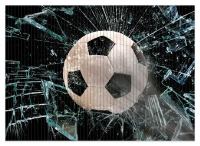 Produktbild von Wallario Duschmatte Antirutschmatte Badmatte Fußmatte Fußball - im Fenster, Splitter und Glas, Größe ca. 70 x 50 cm