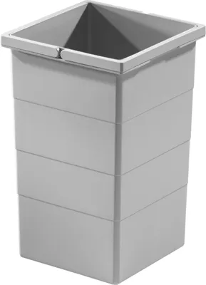 A light gray trash can insert with a square opening and a rim.