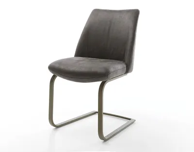 Produktbild von DELIFE Freischwinger Elso-Flex Mikrofaser Anthrazit Vintage Freischwinger flach Effektfinish Titan Taschenfederkern