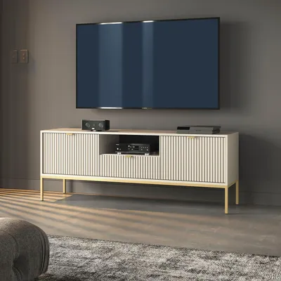 Obrázek produktu pro Moderní televizní stolek KIOTO RTV2D1SZ s texturou, barva "Kašmír zlatá", nízký televizní stolek