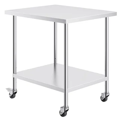 Immagine prodotto di Tavolo da lavoro in acciaio inossidabile - Banco da lavoro in acciaio inossidabile - Tavolo da cucina - Tavolo per catering - Tavolo da lavoro professionale - 91x76x97 cm