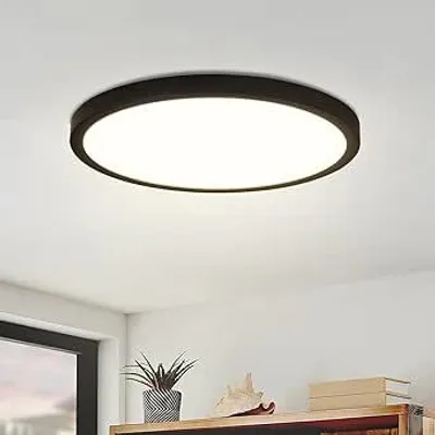 Produktbild von ZMH LED stropné svetlo čierne ploché stropné svietidlo IP44 vodotesné 23 cm studená biela 18 W stropné osvetlenie pre kúpeľňu spálňu kuchyňu chodbu