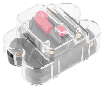 Obrázok produktu pre 12 V – 24 V DC istič pre automobily, lode, motorky, autorádiá a audio zariadenia s ručným resetovaním a vodotesným krytom, 100 A