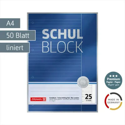 Immagine prodotto di BRUNNEN 1052625 Premium "Blocco note scuola" A4 foderato, con margine, lino. 25