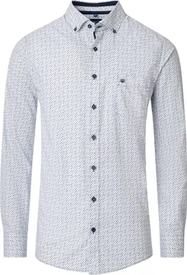 Produktbild von REDMOND Herren Freizeithemd Langarm Button-Down Comfort Blau Print 6XL