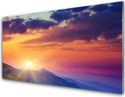 Produktbild von Acrylglasbilder 100x50 Wandbild Druck Sonne Gebirge Landschaft
