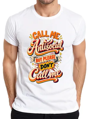 Zdjęcie produktu dla Koszulka męska "Call Me Antisocial But Please Don't Call Me Lustig", biała, rozmiar XXL