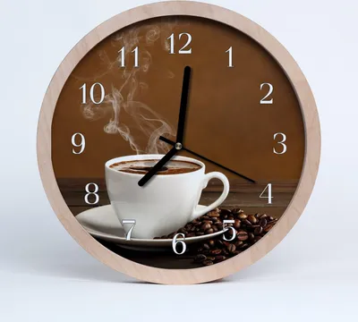 Produktbild von Holzuhr 30fi cm wanduhr - Kaffee in der Küche