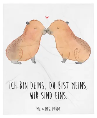 Produktbild von Mr. & Mrs. Panda Bettdecke Capybara Liebe - Weiß - Geschenk, Sofadecke, Decke, Valentinstag, Schlafdecke, Liebesspruch, Geschenkidee, Plaid, Lustige Sprüche, Tagesdecke