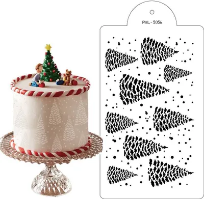 Obrázek produktu pro Stencil šablona zasněžené stromečky 40x21cm - Cakesicq