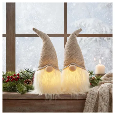 Produktbild von com-four® 2x Premium Weihnachts-Wichtel mit LED als Weihnachtsdeko