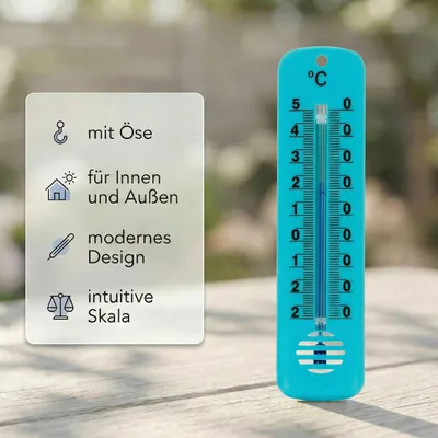 Produktbild von 3 Stück Set Außen Garten Innen Thermometer Hauswand Außenthermometer Kunststoff  14cm in Grün Temperatur -25 bis 50°C Analog Gartenthermometer
