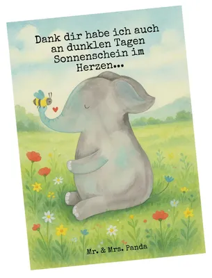 Produktbild von Mr. & Mrs. Panda Postkarte Elefant Biene Design - Weiß - Geschenk, Liebe, Liebesspruch, Liebesbeweis, Grußkarte, Ansichtskarten, Ansichtskarte, Lustige Sprüche, Fotokarte