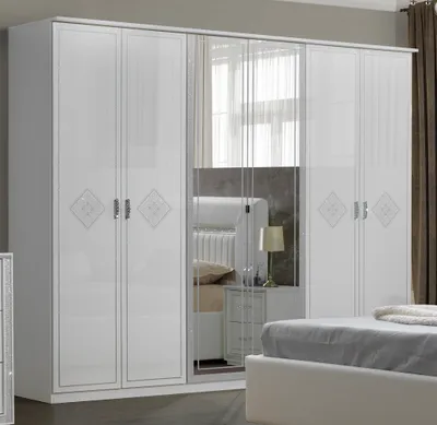 Produktbild von Moderne Kleiderschrank New Gemma 6 trg. in Weiß / Silber