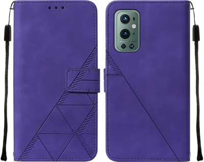 Produktbild von OnePlus 9 Pro Hülle, Schlank Prägung Flip Leder Kartenfächer Schutzhülle mit Ständer für OnePlus 9 Pro Lila
