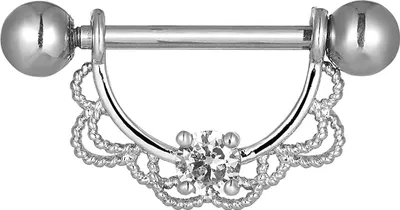 Produktbild von Karisma Brass Edelstahl Brustpiercing Barbell Tribal Stein Zirkonia Farbwahl - HBB104 - Opal Blau