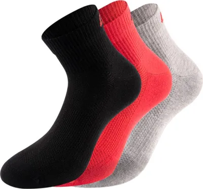 Produktbild von Lenz Uni Socken Quarter 3 Paar , Schwarz - Rot - Grau, 43 - 46