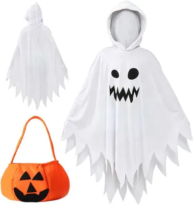Imagen del producto de Capucha con diseño espeluznante, talla única, incluye bolso, accesorio de disfraz para Halloween