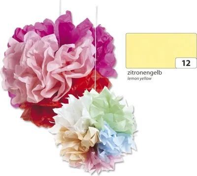 Zdjęcie produktu dla Folia 91012 Jedwab w kwiaty - 50 x 70 cm, 5 arkuszy, cytrynowy żółty