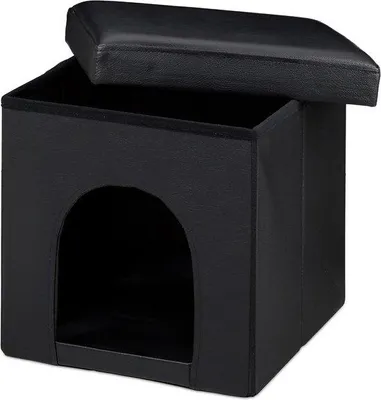 Produktbild von Famanu Katzen- und Hunde-Hocker aus Kunstleder - Faltbar - Schwarz - 38x38x38 cm