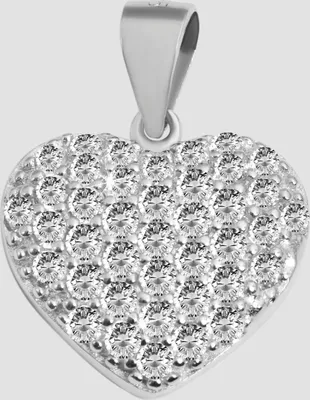 Produktbild von 925/- Echt Silber Anhänger ohne Kette "Lynda", Herz mit Zirkoniabesatz, 925/rhodiniert