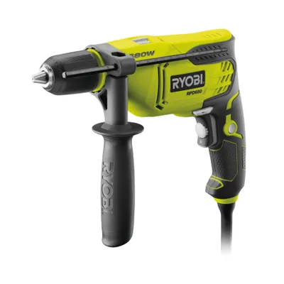 A Ryobi RPD680-K 1 Gang Schlagbohrmaschine 680 W is shown against a white background.