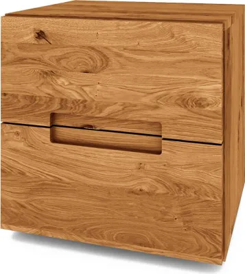 Produktbild von Nachttisch Bento 2 aus Wildeiche massiv 40x35x40 cm mit 2 Schubladen