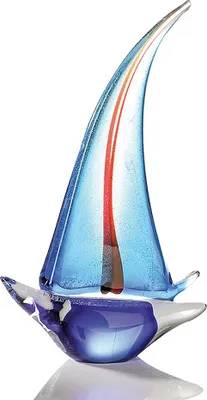 Produktbild von Casablanca Glasskulptur Segelboot blau/silberH.32cm rot (LxBxH) 7 x 20 x 32 cm