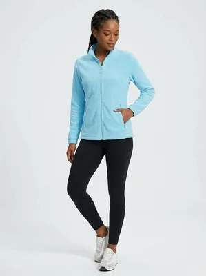 Imagen del producto de Chaqueta de forro polar para mujer, con cremallera, ligera, cálida, cómoda, color azul, talla 2XL