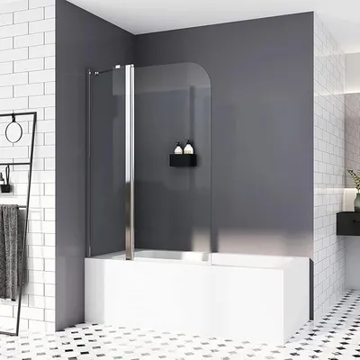 Produktbild von Duschwand für Badewanne 90 x 140 cm, Duschtrennwand mit Stabilisierungsstange Badewannenaufsatz aus 6mm Nano ESG Sicherheitsglas