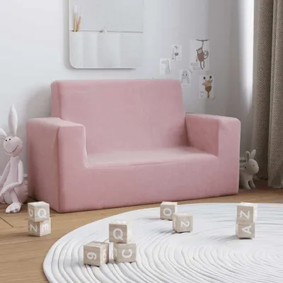 Obrázok produktu pre vidaXL Detská 2-miestna pohovka Pink Soft Plush