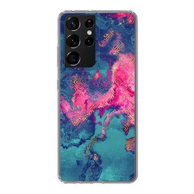 Produktbild von MuchoWow® Handyhülle Schutzhülle Hülle für Samsung Galaxy S21 Ultra Marmor - Farbe - Rosa - Blau Silikon Softcase Handy Hülle - Mobiltelefon