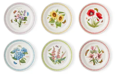 6er-Set Essteller, Blumenmotive, 26,7 cm, Steingut