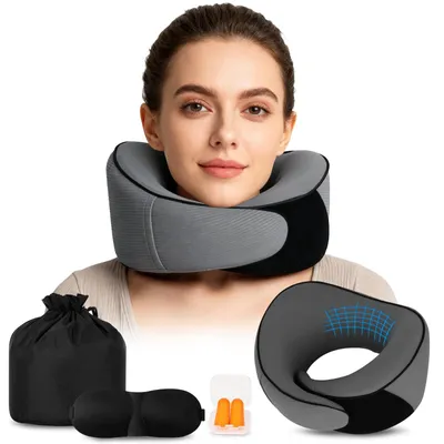 Produktbild von Omgoods – Reisekissen-Set mit Memory-Schaum und Schlafmaske – Ergonomisch und verstellbar