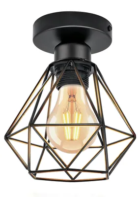 Produktbild von Vintage Deckenleuchte Retro Industrie Stil E27 1-flammig – Metall Schwarz für Wohnzimmer & Café, M2OUTLET 10.7424.01.02